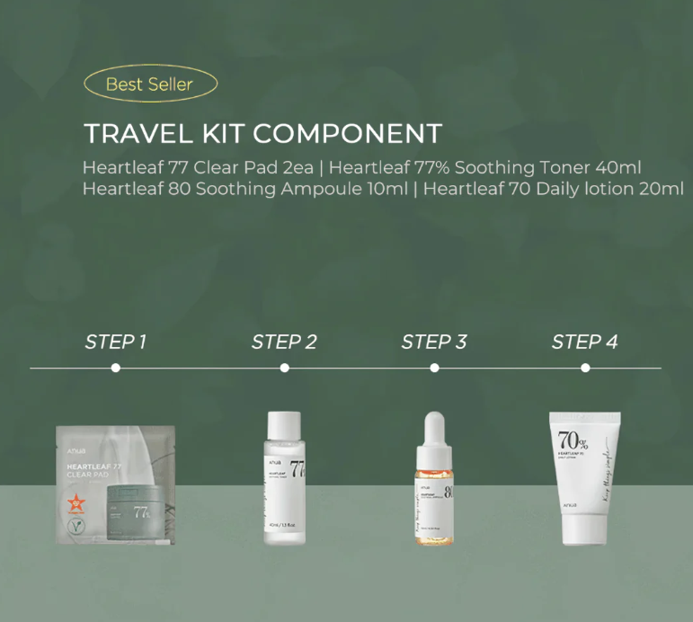 Anua Heartleaf Soothing Trial Kit 4-Step Perfect Daily Routine