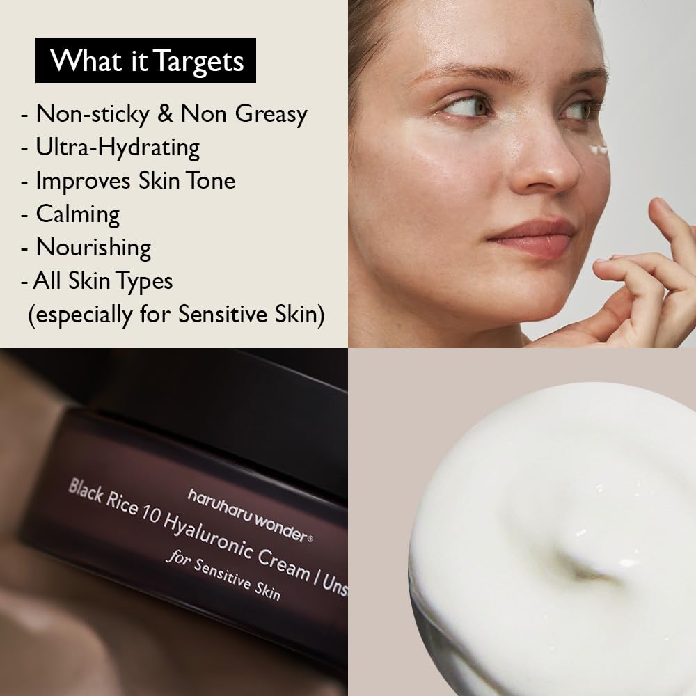 Haruharu Wonder Black Rice 10 Hyaluronic Cream Unscented for Sensitive Skin