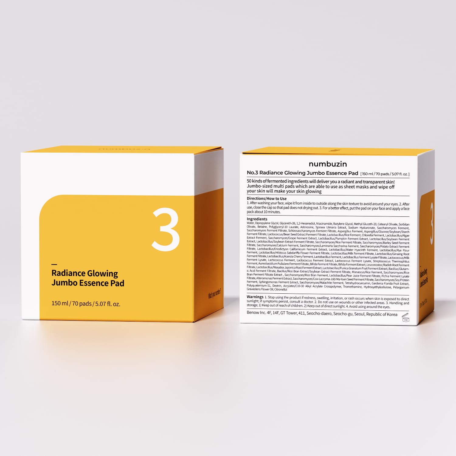 Numbuzin No.3 Radiance Glowing Jumbo Essence Pad