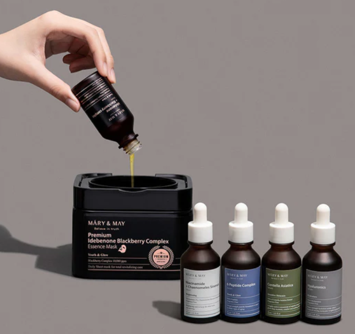 Mary &amp; May Premium Blackberry Idebenone Complex Ampoule Sheet Mask