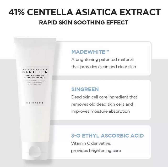 Skin1004 Madagascar Centella Tone Brightening Cleansing Gel Foam