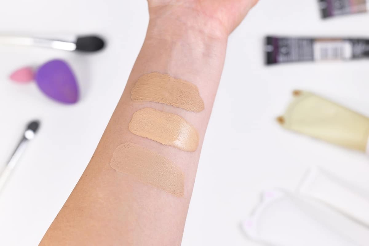 arm with foundation makeup swatches