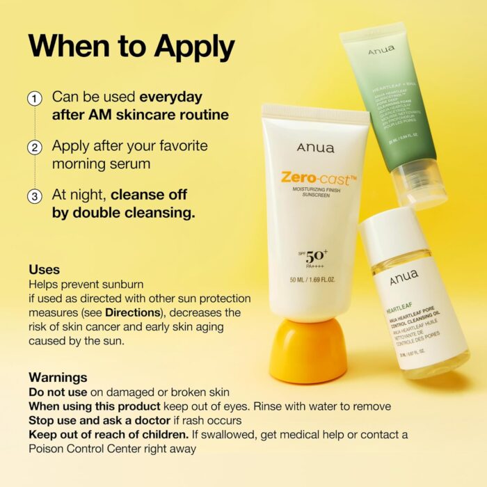 Anua Zero-Cast Moisturizing Finish Sunscreen SPF 50+ - Image 4